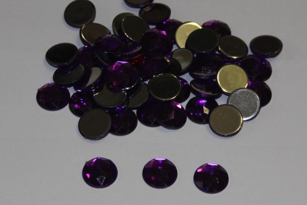 Стразы круглые, граненные, 12 мм, цвет № 04 фиолетовый (1 уп = 100 шт)