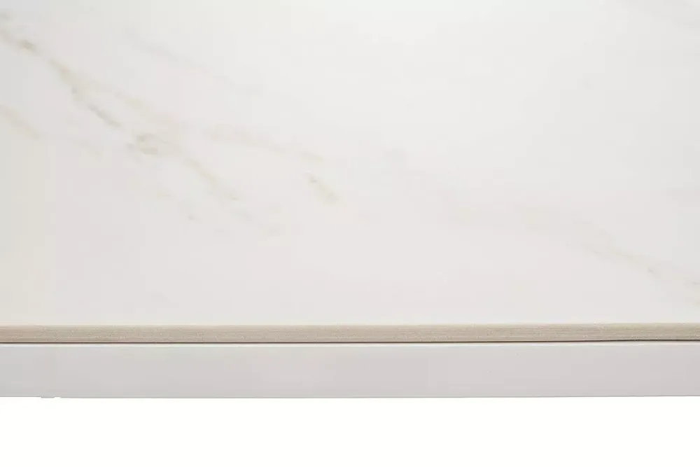 "Меркурий" стол интерьерный раздвижной обеденный из керамики, цвет белый глянцевый