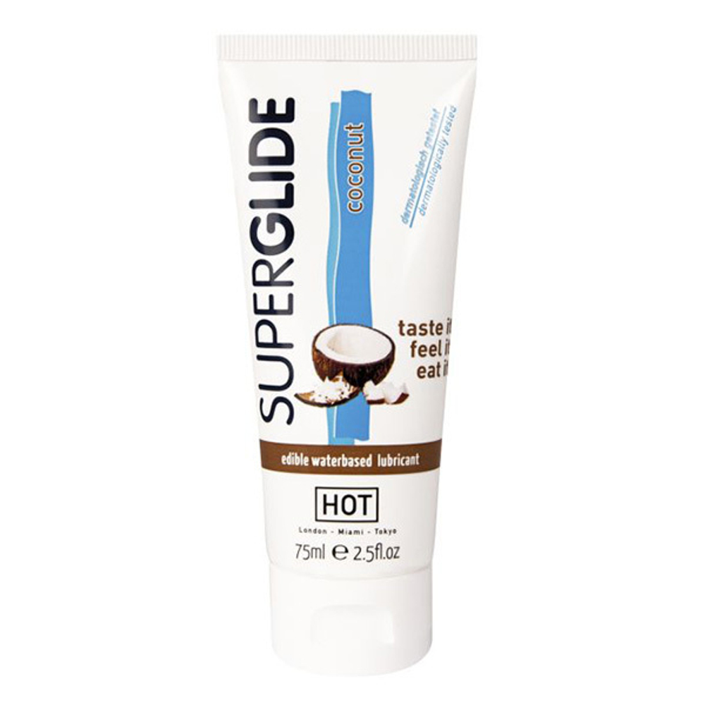 Съедобный лубрикант на водной основе с ароматом кокоса HOT Superglide 75мл