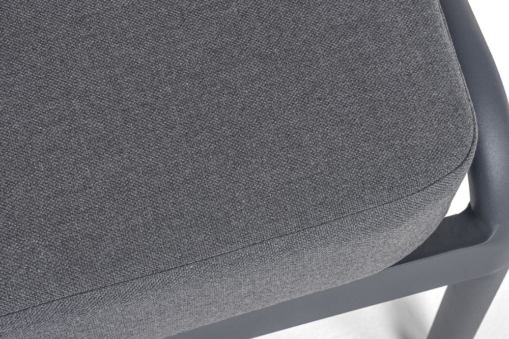 "Ронда" диван 3-местный плетеный из роупа, каркас алюминий темно-серый (RAL7024) муар, роуп серый 40 мм tex, ткань темно-серая 027