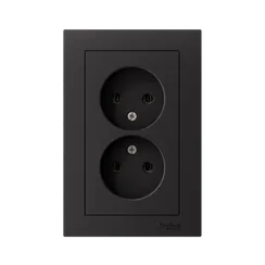 Розетка 2-м СП AtlasDesign 16А IP20 без заземл. в сборе карбон SE ATN001020