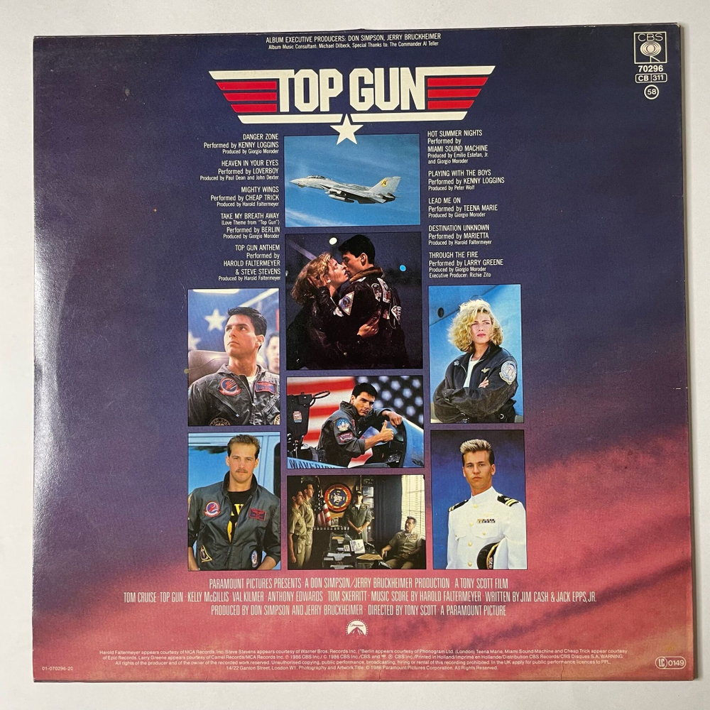 Винтажная виниловая пластинка LP Top Gun Лучший стрелок (Motion Picture Soundtrack) (Holland 1986)