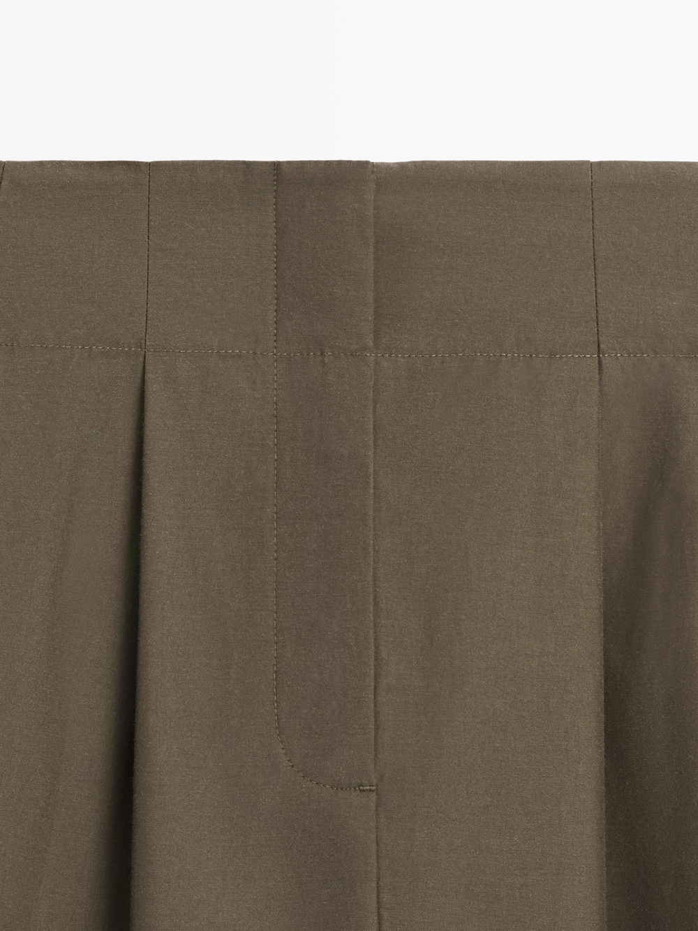 Massimo Dutti Юбка миди со складками-плиссе, хаки