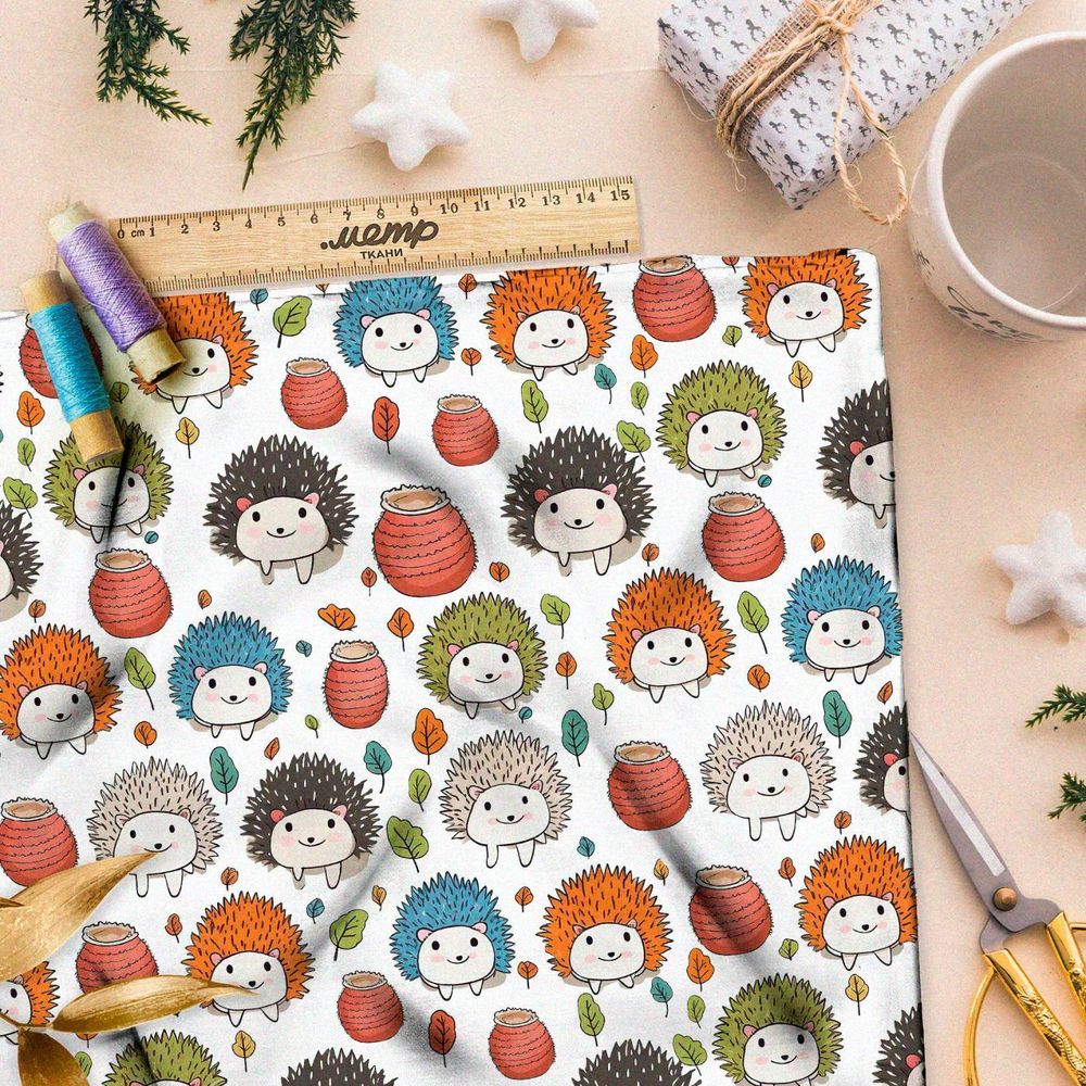 Ткань Ниагара Софт забавные ёжики