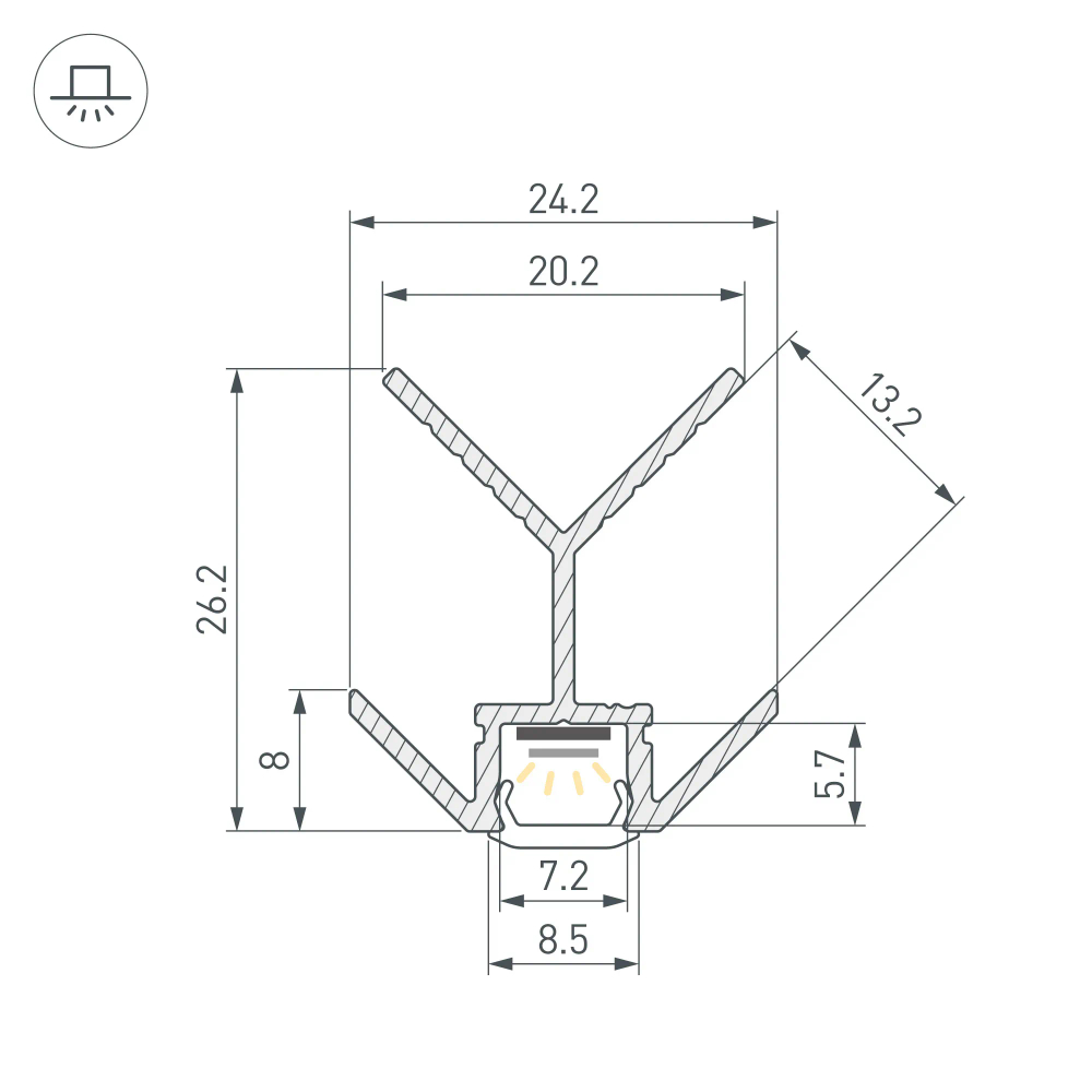 Профиль PIK-F-EXT-2000 (Arlight, Алюминий) 063317