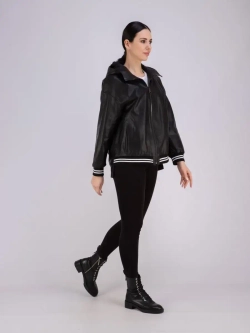 Куртка женская из натуральной кожи с капюшоном Турция