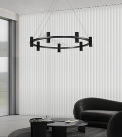 Подвесная люстра из чёрного травертина с кольцевой формой.