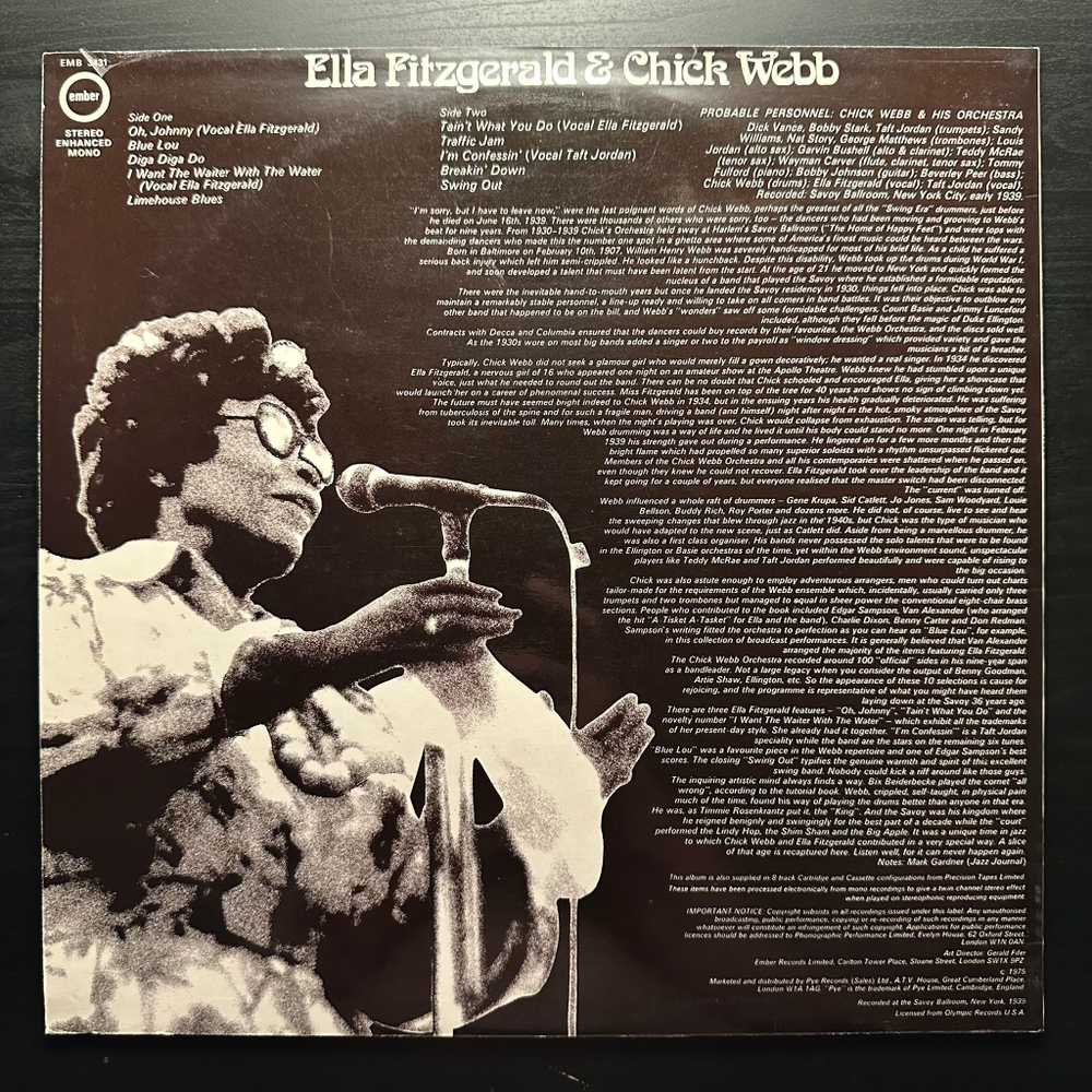 Ella Fitzgerald & Chick Webb - Ella Sings, Chick Swings (Англия 1975г.)