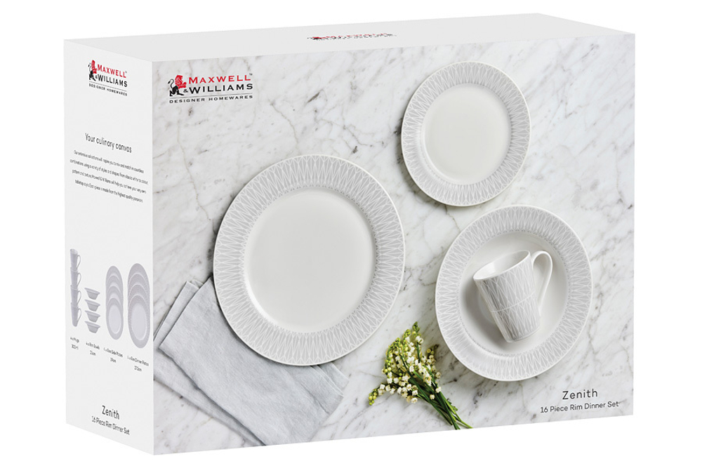 Обеденный набор 16 предметов на 4 персоны Maxwell & Williams Зенит серый