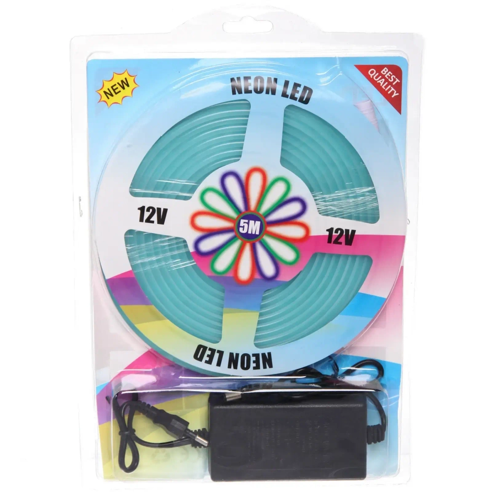 Гирлянда для дома Лента светодиодная NEON 5 м* 10мм, 600 ламп LED, 1 реж, степень защиты IP20, Голубой