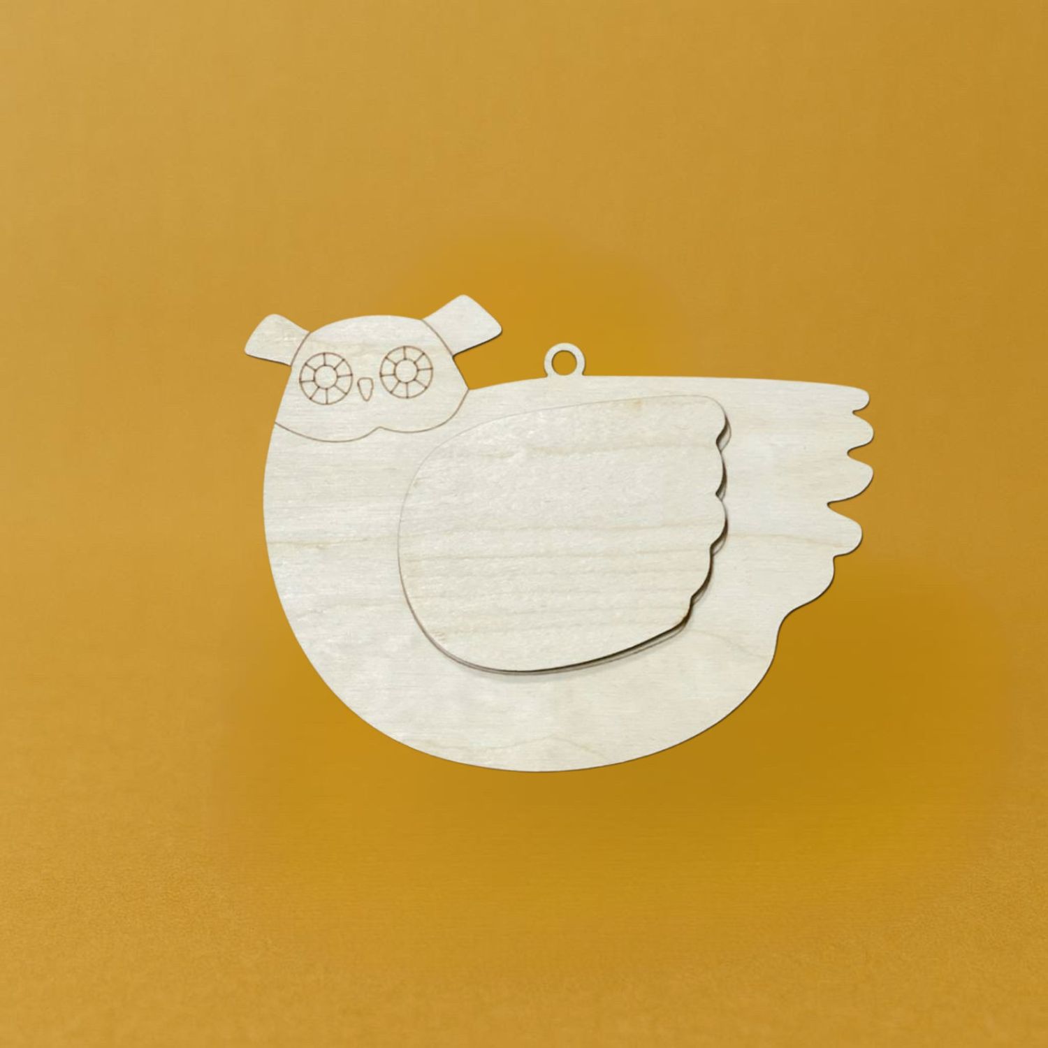 Птичка с накладными крыльями №3, 12см фанера