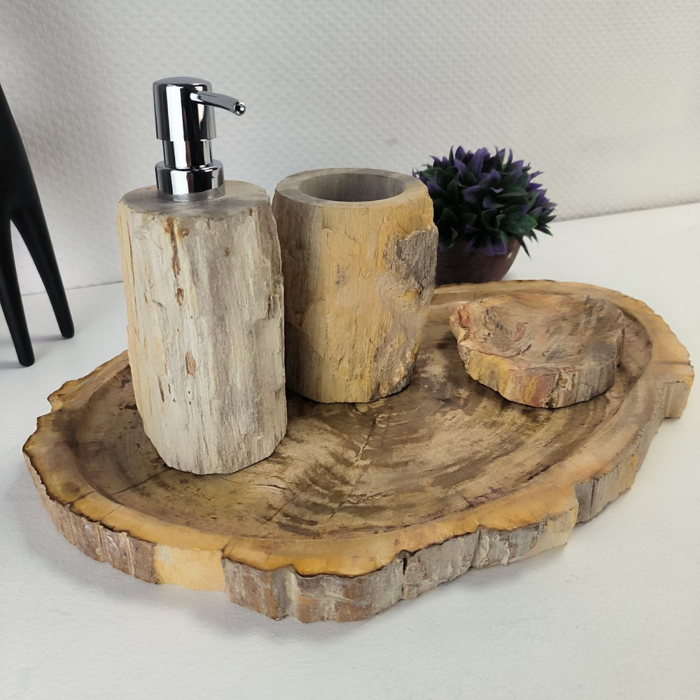 Набор из окаменелого дерева 4 предм Fossil Set NF-63062 поднос 29см*43см