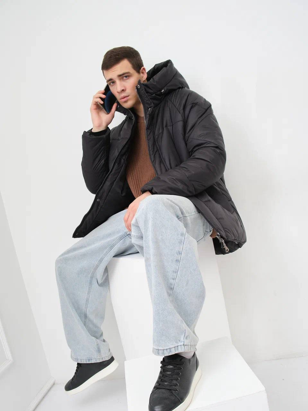 Куртка мужская зимняя с капюшоном чёрный