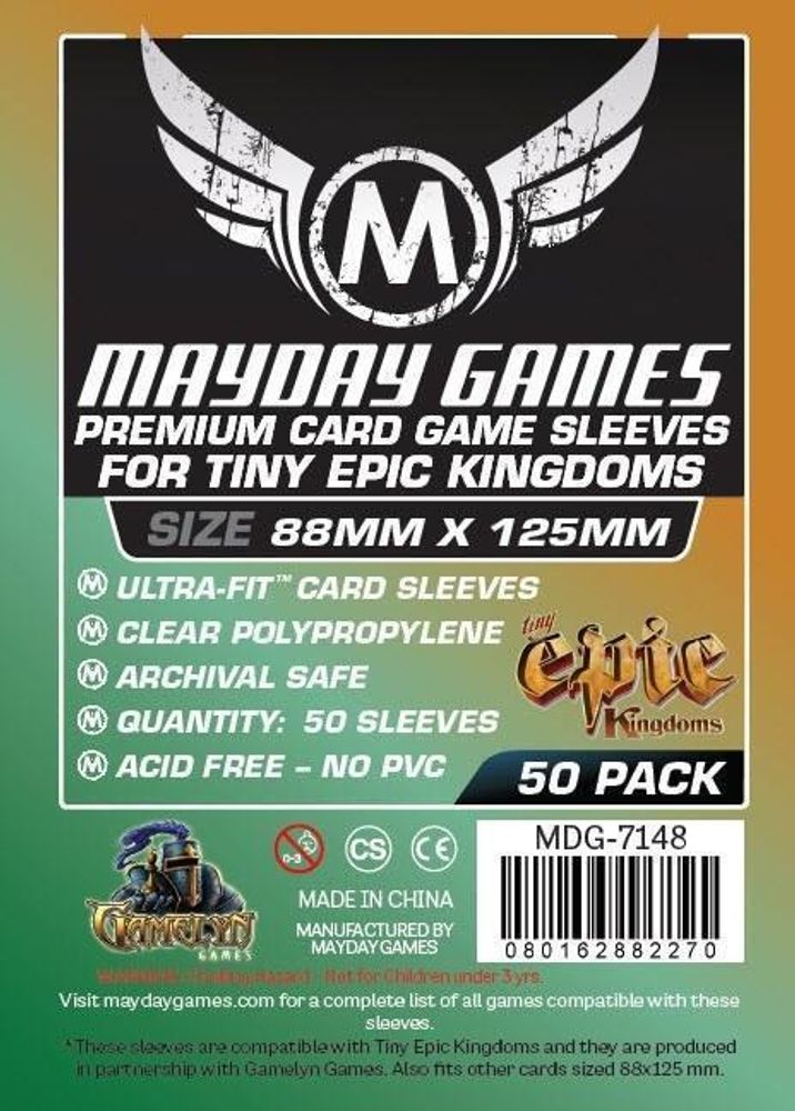 Протекторы для настольных игр Mayday Premium Tiny Epic Kingdoms (88x125) - 50 штук