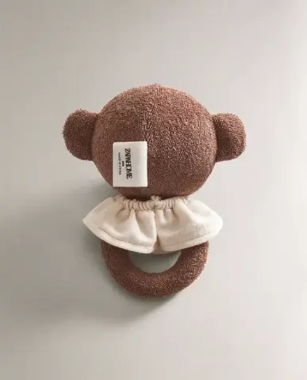 ZARA HOME ДЕТСКАЯ МЯГКАЯ ИГРУШКА-ПОГРЕМУШКА "ОБЕЗЬЯНКА", КОРИЧНЕВЫЙ