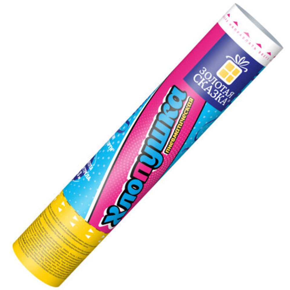 Хлопушка пневматическая 20 см "Party Popper", фольга, серпантин, ассорти, ЗОЛОТАЯ СКАЗКА, 592464