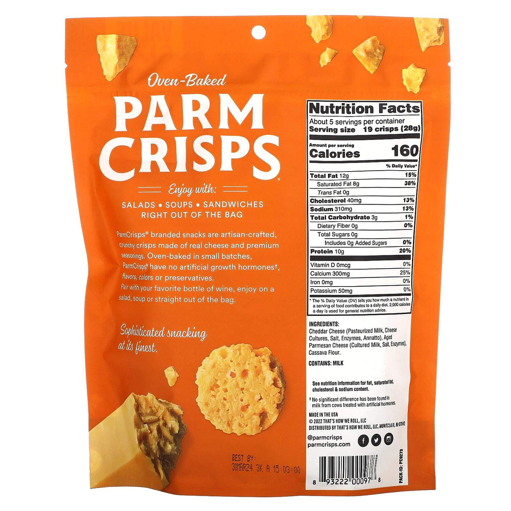 ParmCrisps, запеченный в печи, с чеддером, 142 г (5 унций)