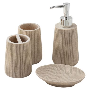 Набор для ванной комнаты 4пр. (мыльница, дозатор для мыла, подставка для зубных щеток, подставка для косметических аксессуаров) La and Te beaute LT-BS-2