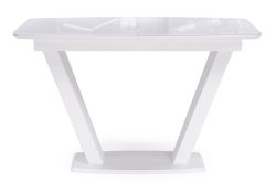 Стол на тумбе Петир 120(160)х80х75 ультра белый / белый / камень белый