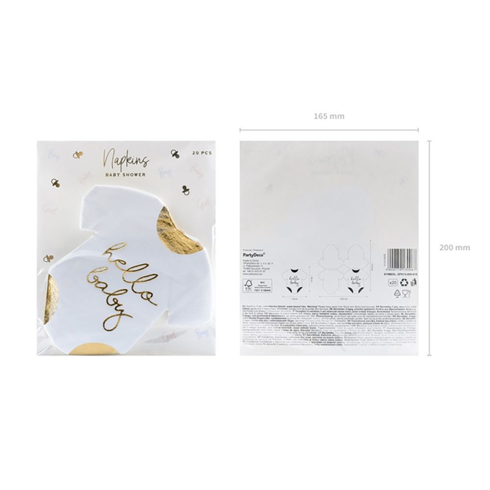 Салфетки «Боди Hello Baby», 32 см, 20 шт