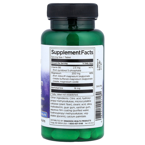 Swanson, глицинат магния с активированными витаминами группы B Albion®, 60 таблеток
