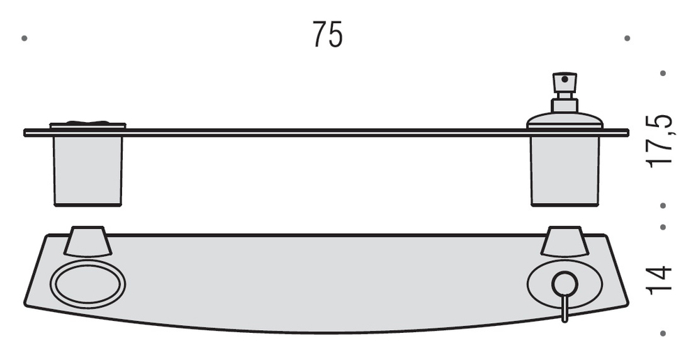 Полочка со стаканом и диспенсером75см. Colombo Land  B2815, хром схема