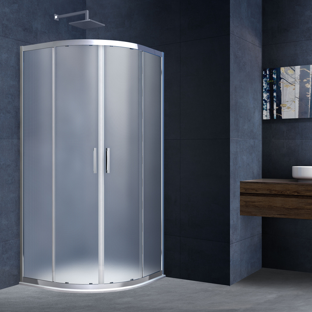 Душевой уголок Alhpa VSQ-3AL900MT, 900*900, хром, стекло текстурное