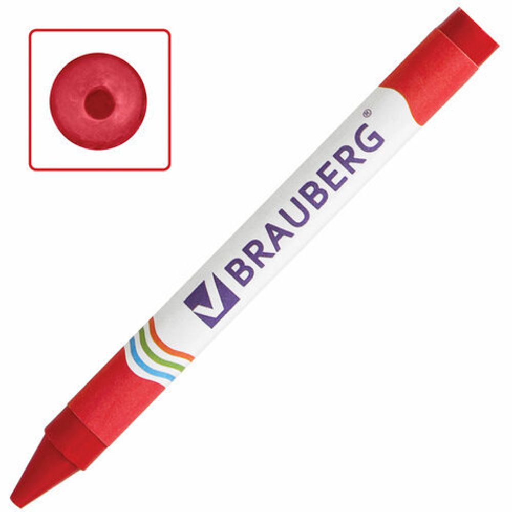 Восковые карандаши BRAUBERG/ПИФАГОР, 6 цветов, 222961
