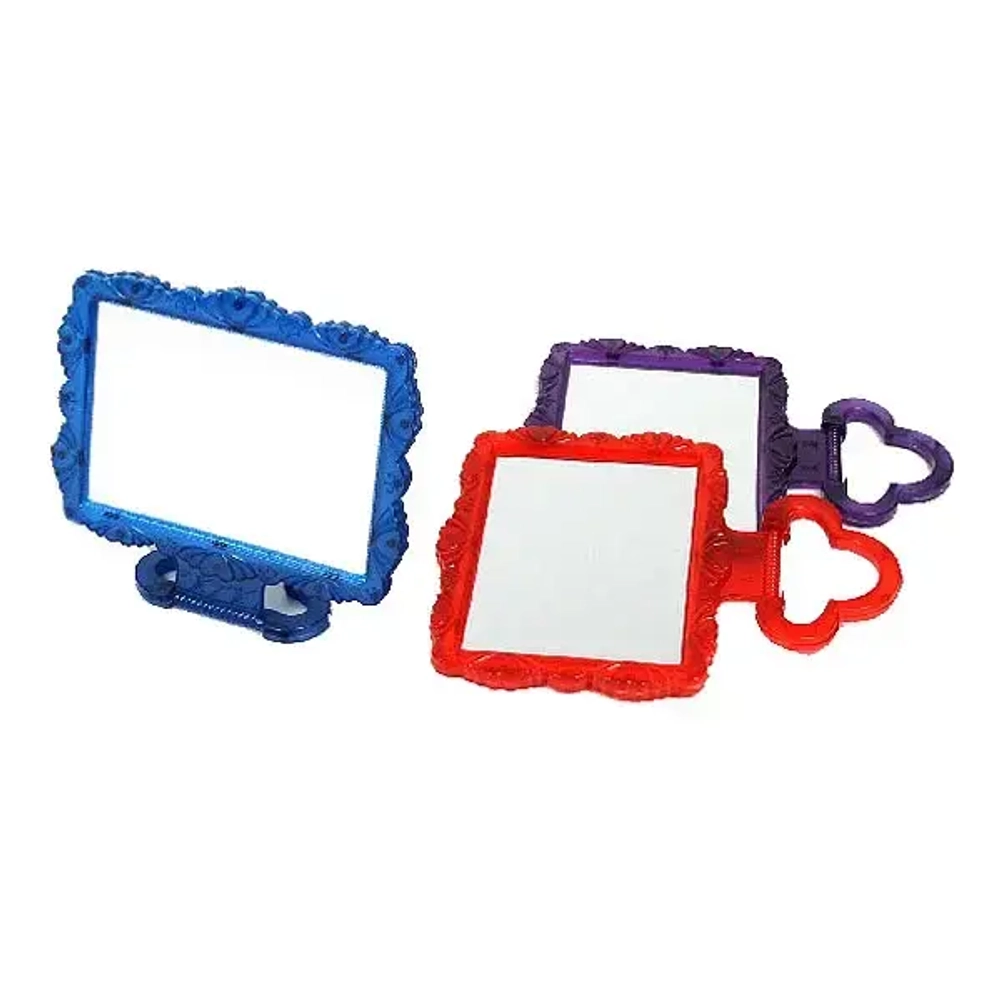 Зеркало настольное в пластиковой оправе «Резная окантовка» прямоугольник, подвесное 15*12,5см (Стикер на минивложение 25шт)