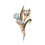 Брошь «Крокус» из красного золота c топазами и хромдиопсидами Артикул: 04-0247-00-713-1110-57