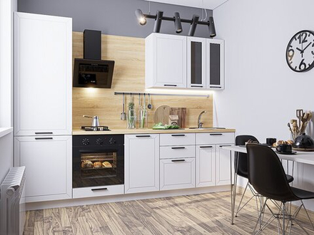 Прямая модульная кухня Глетчер-04 Айленд Силк - Дуб Вотан 2140*2700*600