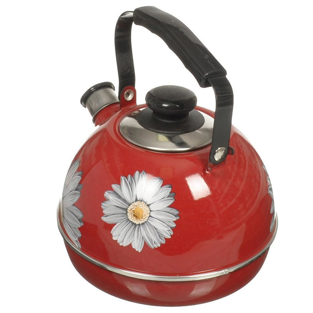Чайник сталь, эмал, 3.5 л, свист, подв ручк, Рубин, С2218, крас-борд, TМ04/35/01/01/ 05/ 14