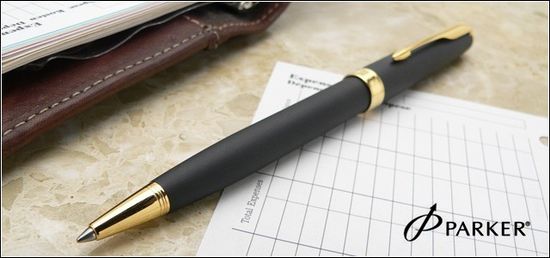 Шариковая ручка Parker Sonnet K528, цвет: MattBlack GT, стержень: M черный, S0818000