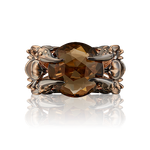 Кольцо «Скорпионы» из красного золота с кварцем дымчатым