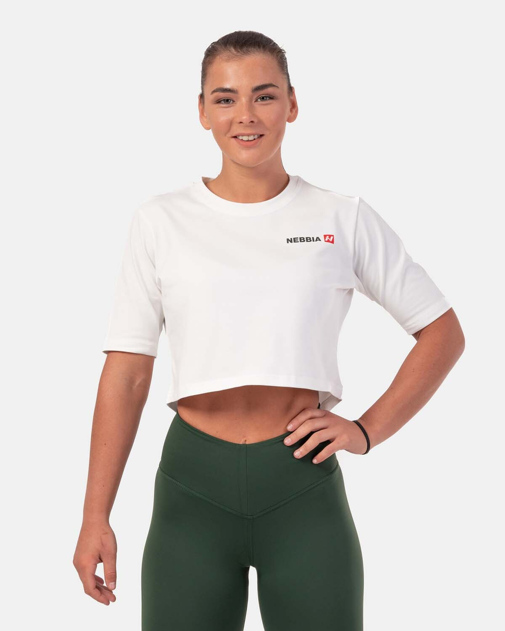 Женская укороченная футболка Minimalist Logo NEBBIA Crop T-shirt 600 Cream