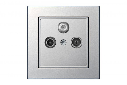 Розетка Телевизионная/Радио/Сателлит Проходная (TV+R+SAT) Серебро LIREGUS EPSILON