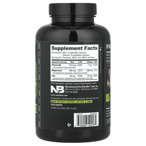 NutraBio, ZMA®, 180 капсул