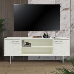 Тумба под ТВ Арт Колор leaves 155см Стайл Сильвер Белый опал