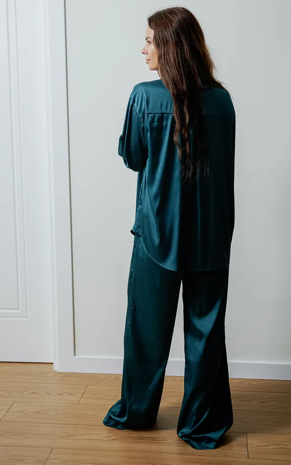 7149 пижама брюки и рубашка темно-зеленого цвета