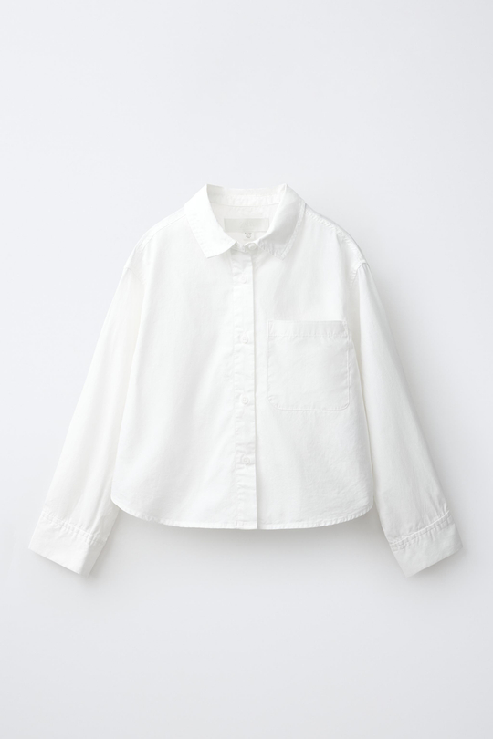 ZARA РУБАШКА ИЗ ПОПЛИНА, БЕЛЫЙ