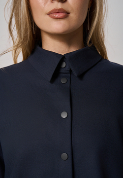 Рубашка-жакет укороченная синяя