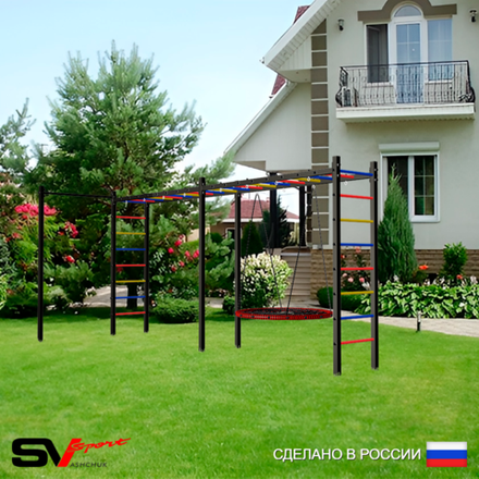 Уличная шведская стенка Sv Sport рукоход х 2 с комплектом турник прямой У50222.2 (Гнездо 115см)