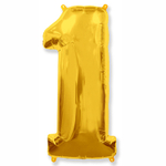 Шар фольгированный Цифра 1 81 см (Золотой)