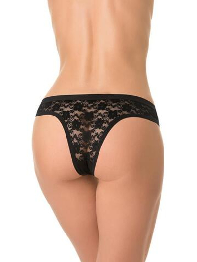 Бамбуковые трусики-бразилиана с ажурной задней частью (Размер: S) (Цвет: темно-синий)