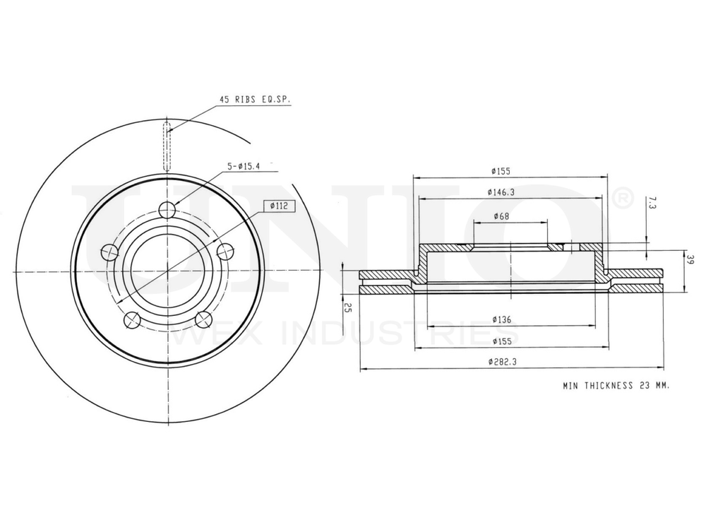 Диск тормозной передний UNIO BRD-20420