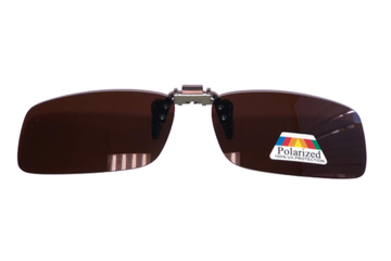 Клипса солнцезащитная поляризационная с UV на защелке 13х5,8х3,8 коричневая 870