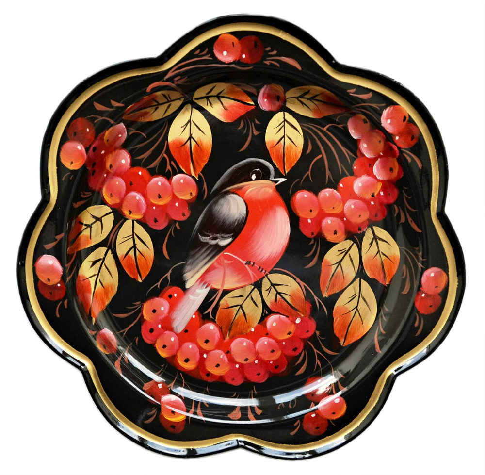 Жостовский поднос декоративный, размер 18 см (A1), металлический