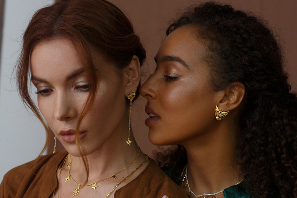 Серьги "Бастет" гвоздики,позолота