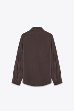 ZARA РУБАШКА СТРУЯЩЕГОСЯ КРОЯ ИЗ МЯГКОЙ ТКАНИ, КОРИЧНЕВЫЙ