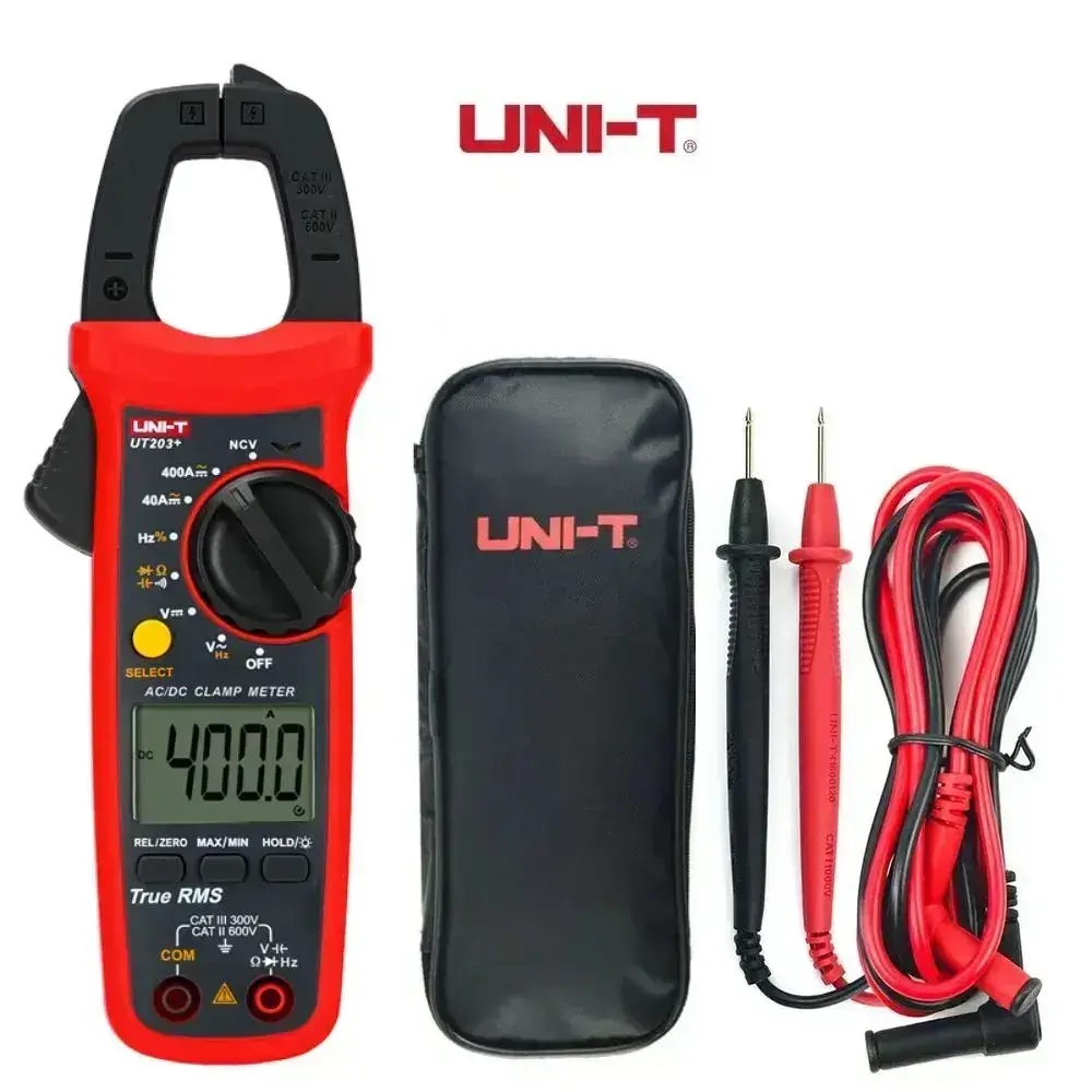 Мультиметр UT203+ UNI-T клещи постоянного и переменного тока 0,1 - 400А емкость подсветка NCV True RMS